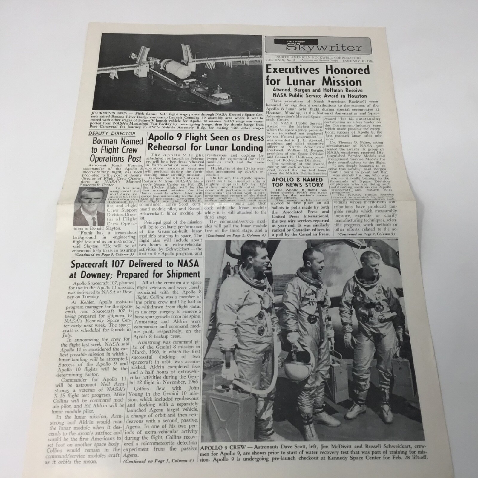 1969, Jan 17 SKYWRITER North American Rockwell Vol XXIX , No. 3 vintage NASA