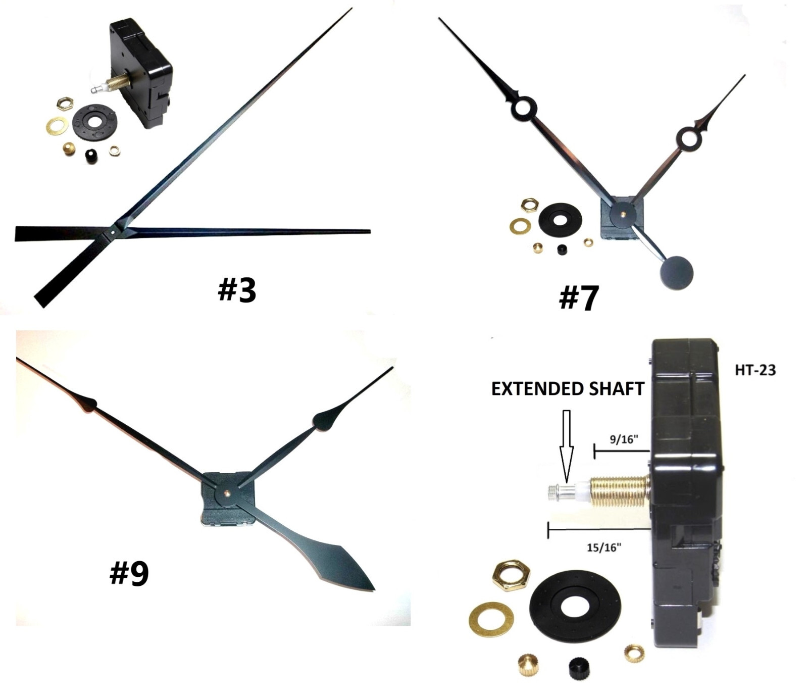 3-pc Set Of Long Hands with High torque Movements, Holiday Sale, Wall Clocks