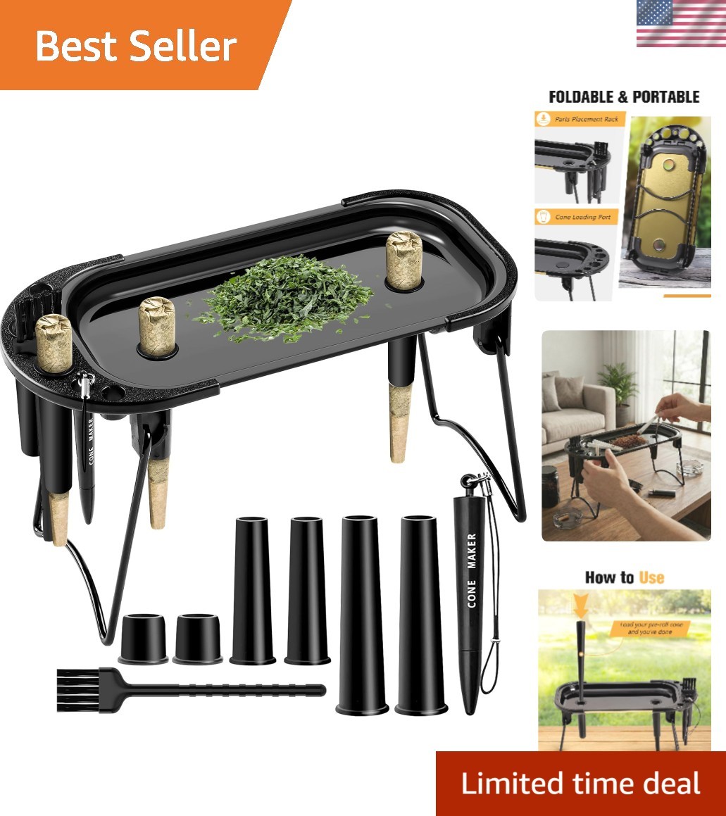 Metal Rolling Tray with Cone Loader, Cone Filler Roller, Rolling Machine & Tray