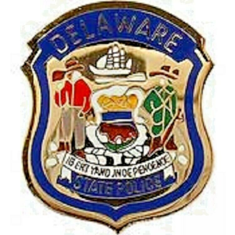 DE DELAWARE STATE TROOPER MINI PATCH PIN - NEW POLICE LAPEL PIN 1"