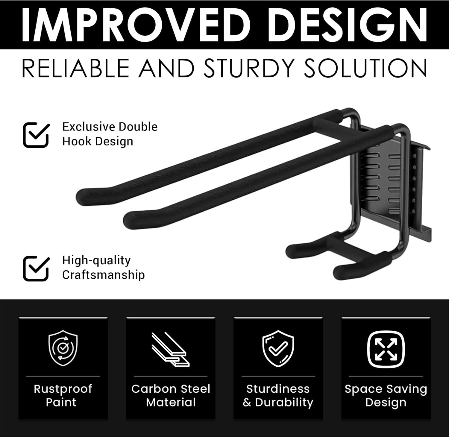 9-Piece Garage Slatwall Hook Kit – 6 Double Utility Hooks + 3 Mounting Plates (1