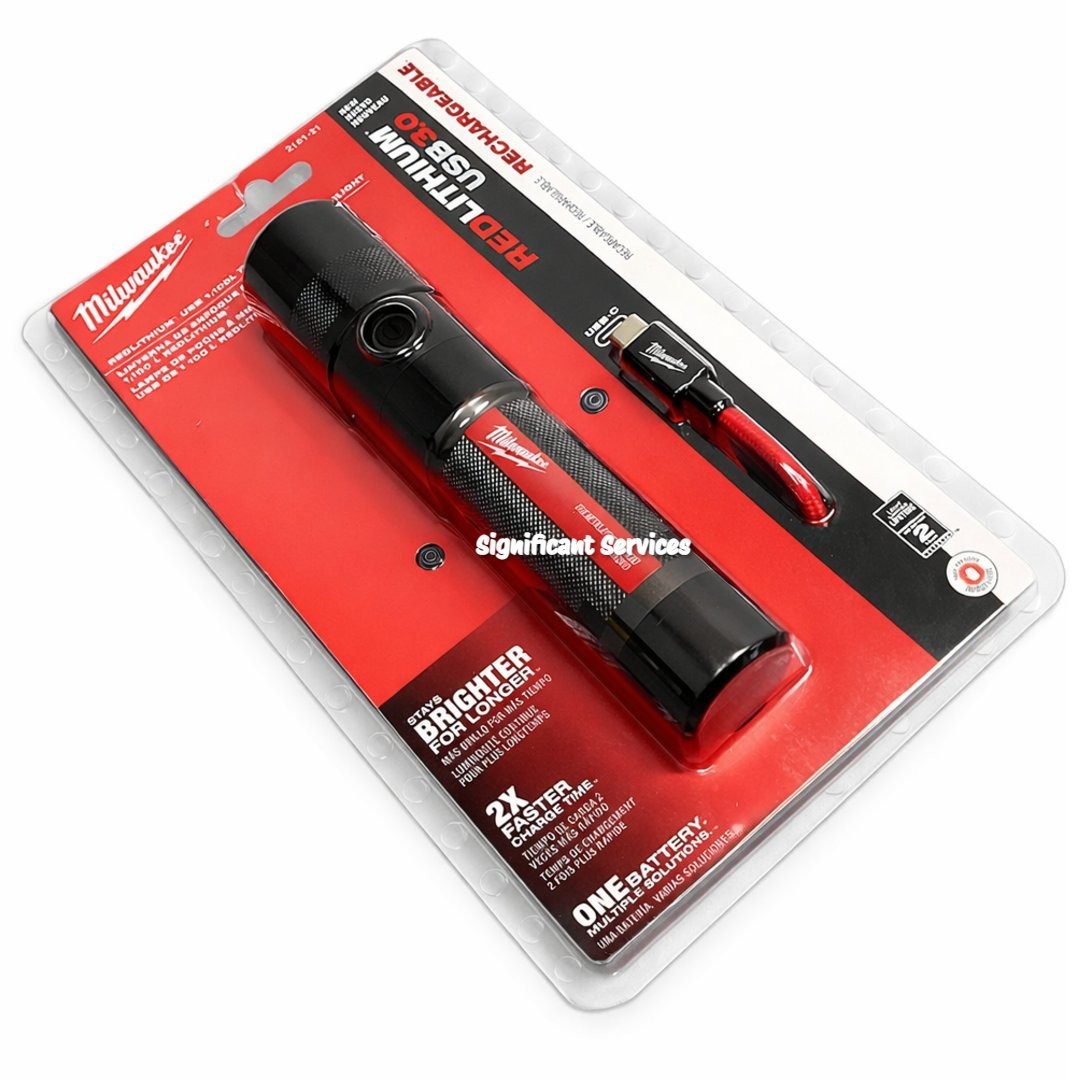 Milwaukee 2161-21 RedLithium USB Twist Focus Flashlight 1100 Lumens Rechargeable
