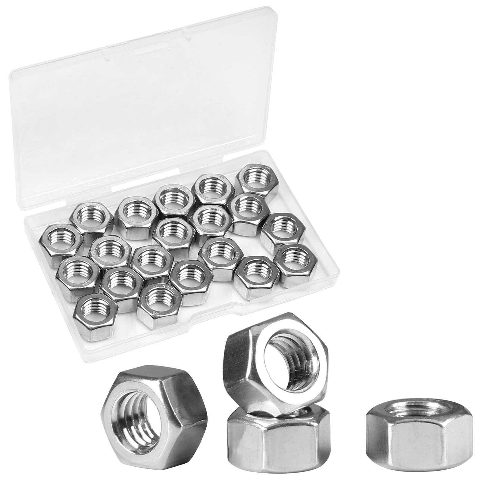 Yinpecly 20pcs 3/816 Hex Nuts, 304 Stainless Steel,Coarse Thread Hexagon Nut,...