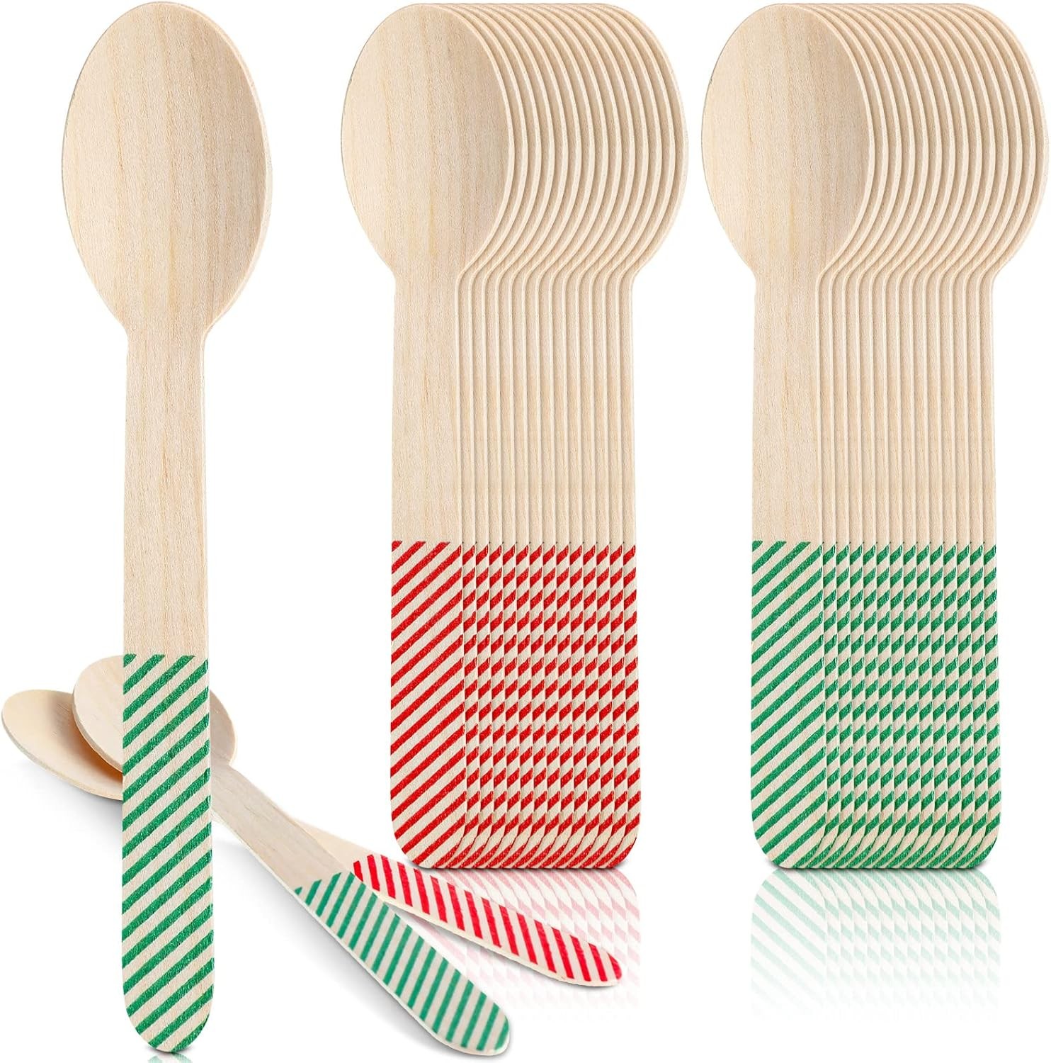 rrii Hot Cocoa Bar Supplies Christmas Chocolate Wooden Disposable Spoons