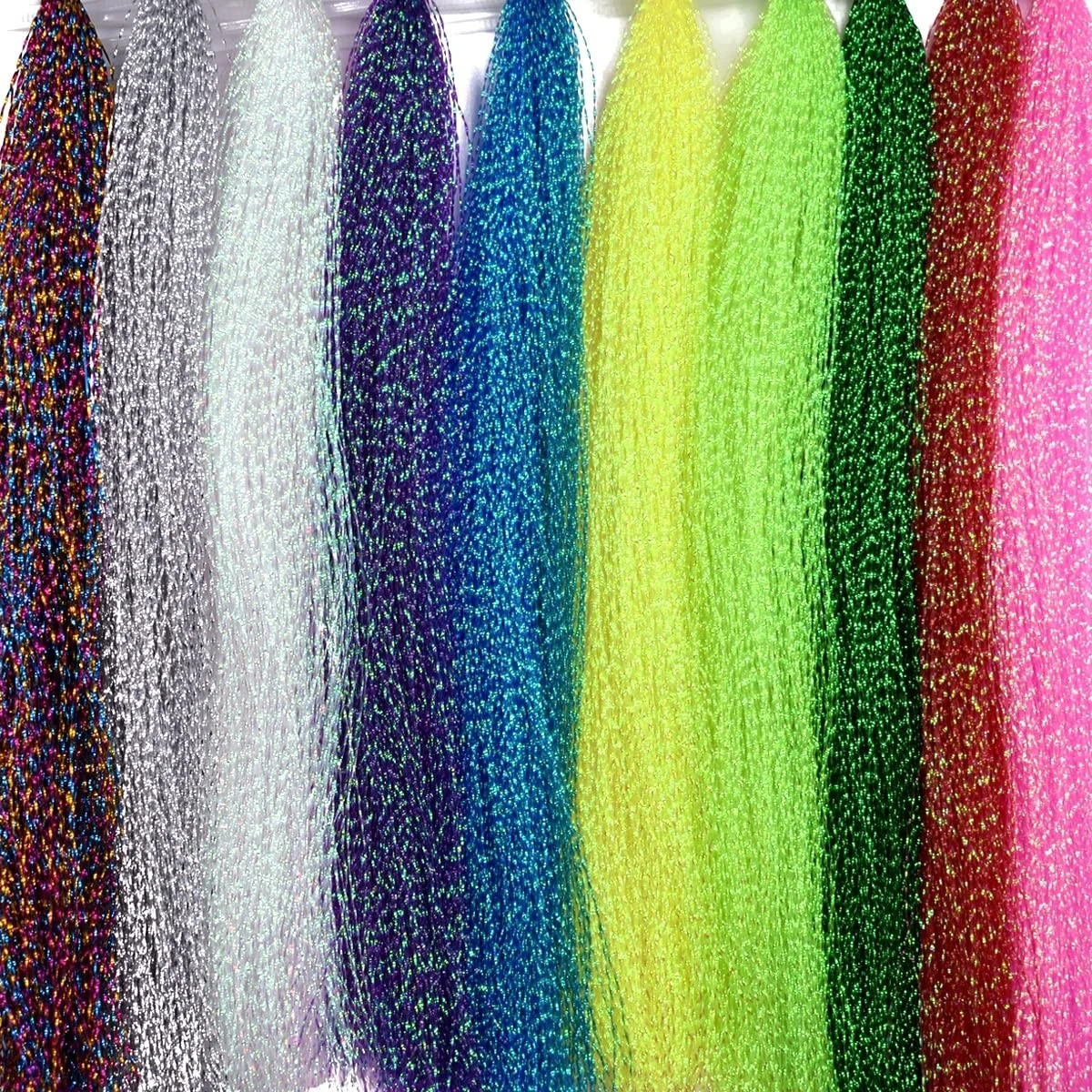 10 Pack Crystal Flash Fly Tying Material for Fishing Lures - 10 Colors Set A