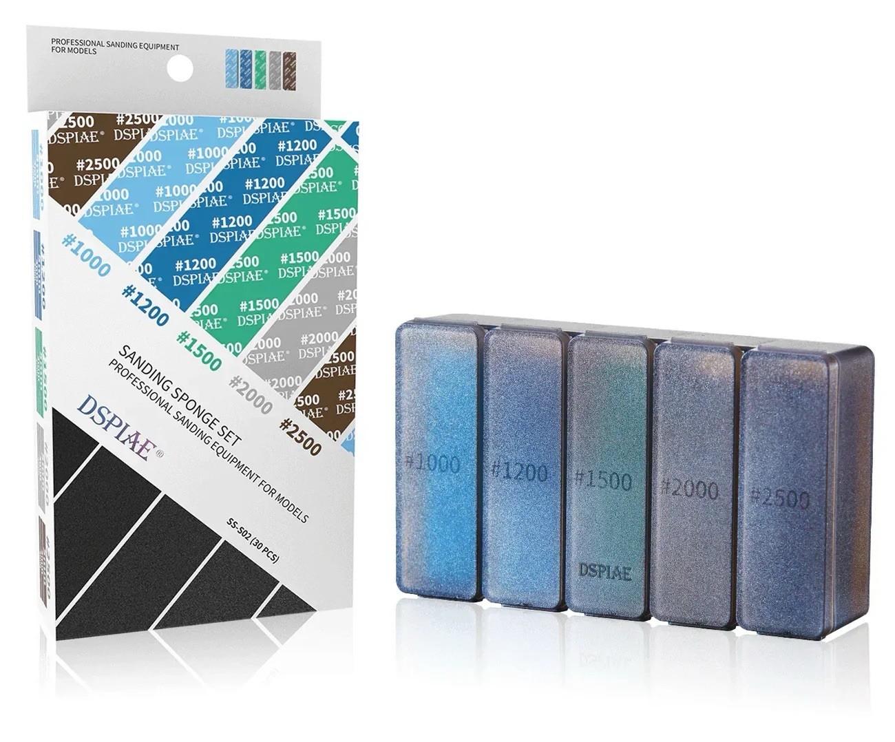 Dspiae #SS-S02 Sanding Sponge Assortment 1000-2500 Grit (30 Pc) 5930