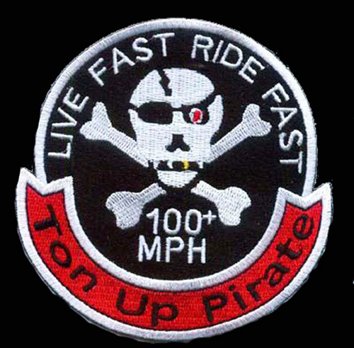 Ton Up Pirate 59 Cafe Racer Biker Embroidered Iron On Sew On Patch 4.0 inch