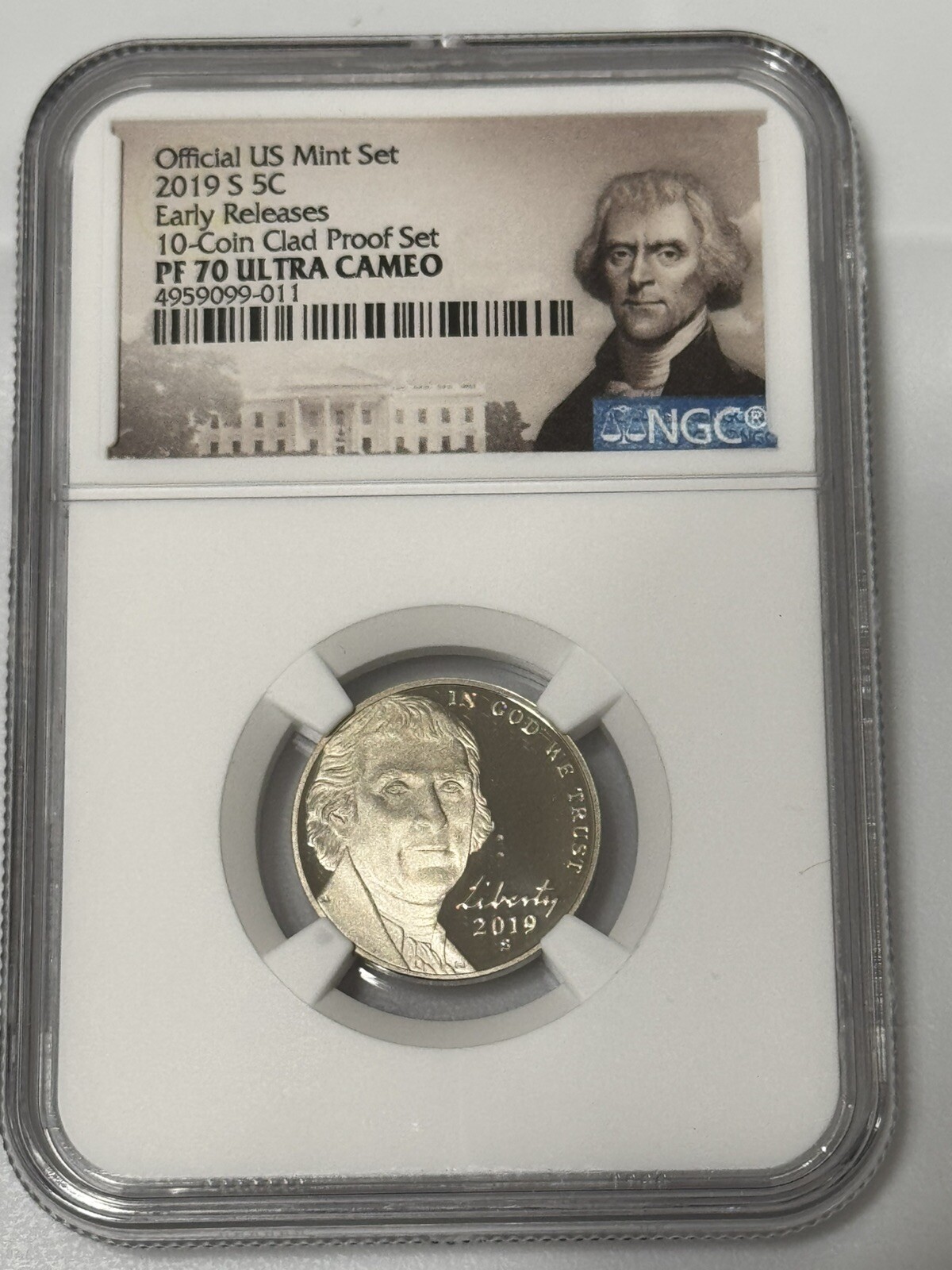 2019-S 5C JEFFERSON Nickel From Clad Proof Set NGC PF70 Ultra Cameo Early Releas