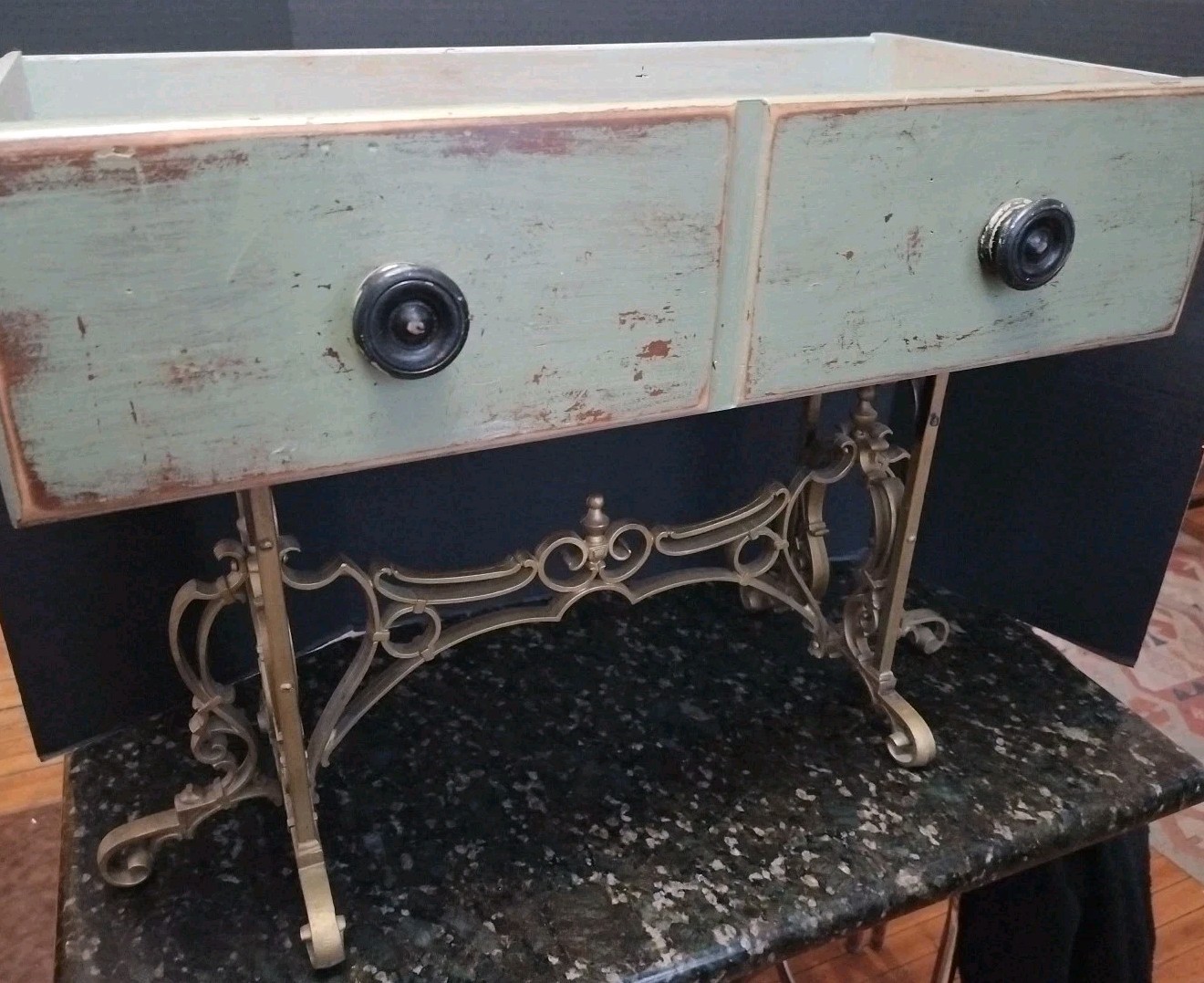 Victorian Antique Cast Iron Base / Ornate Fancy Legs Piano Bench Drawer Seat 32"