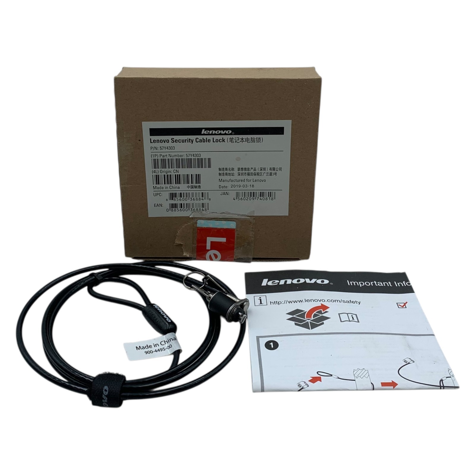 Lenovo 57Y4303 Original Security Cable Lock - New Open Box