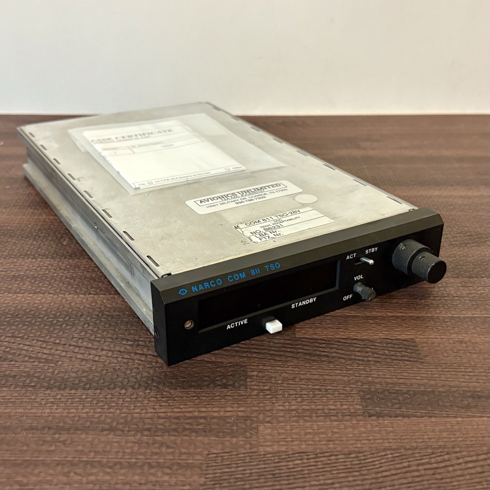 NARCO COM 811 TSO VHF COM TRANSCEIVER 28 Volt With New 8130
