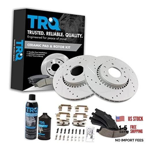 Front Premium Ceramic Pad Performance Rotor & Hardware Kit w/Fluids