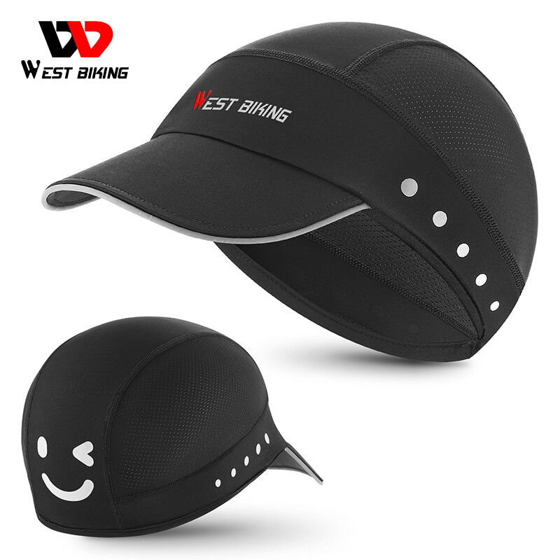 Summer Cycling Cap Bicycle Helmet Hat Skull Cap UV Sun Brim Sports Hat Black