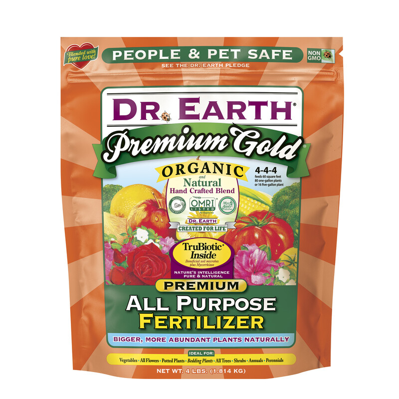 Dr. Earth 706P Premium Gold All Purpose Fertilizer, 4-4-4, 4 Lb