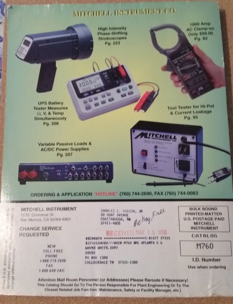 1997-1998 Mitchell Instrument Company Catalog