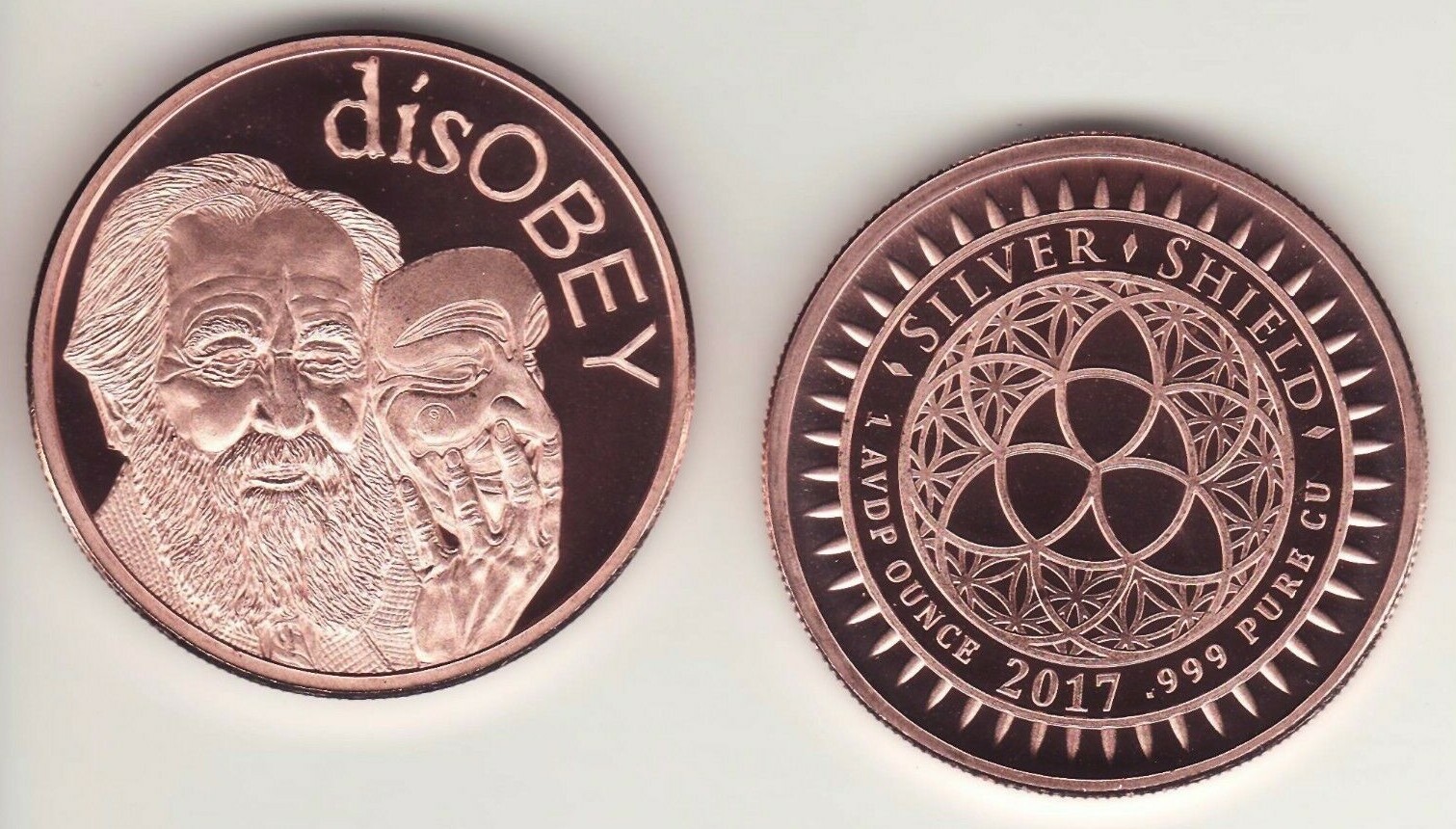 DISOBEY SOLZHENITSYN  1 oz. Copper Round  #29   MINI MINTAGE  Silver Shield 2017
