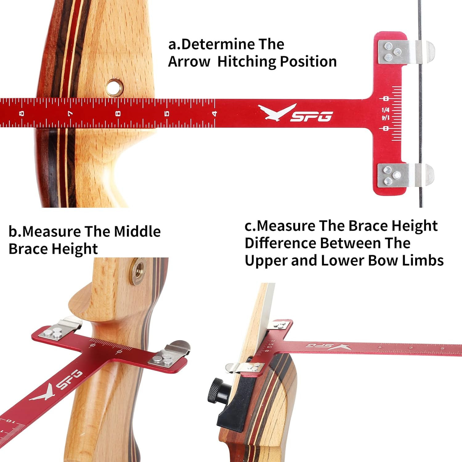 Archery Bow Square T Shape Ruler Measurement Tool Kit for Recurve and Compound B