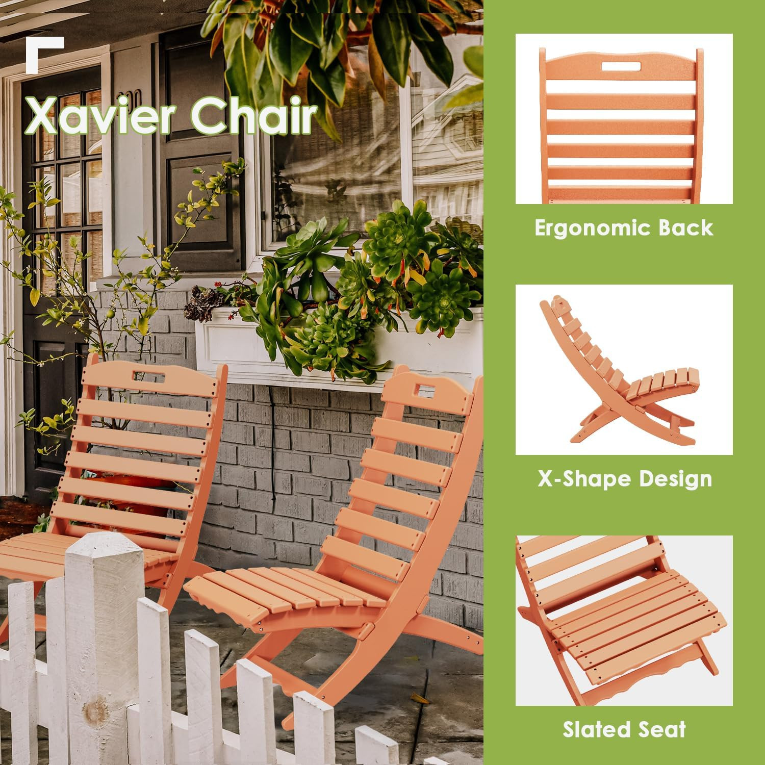 Limited Edition Apricot Adirondack Chairs Set of 2 for Outdoor Relaxation