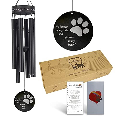 Pet Memorial Wind Chime, 30 Inches Paw Print Pet Forever in My Heart