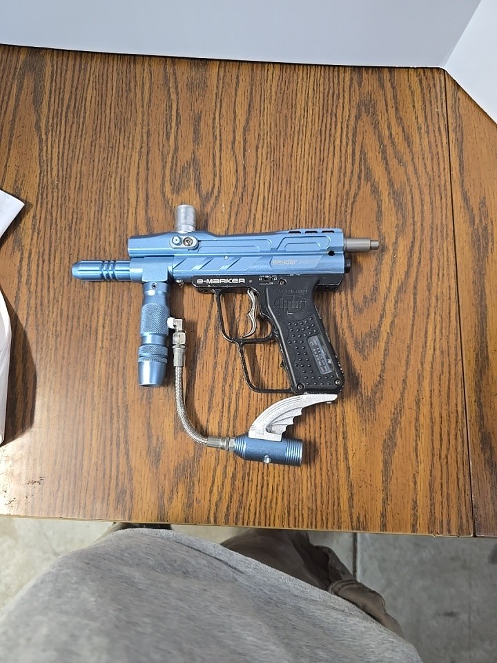 Spyder Pilot ACS EMarker Paintball Marker Gun Black Blue UNTESTED For PARTS ONLY