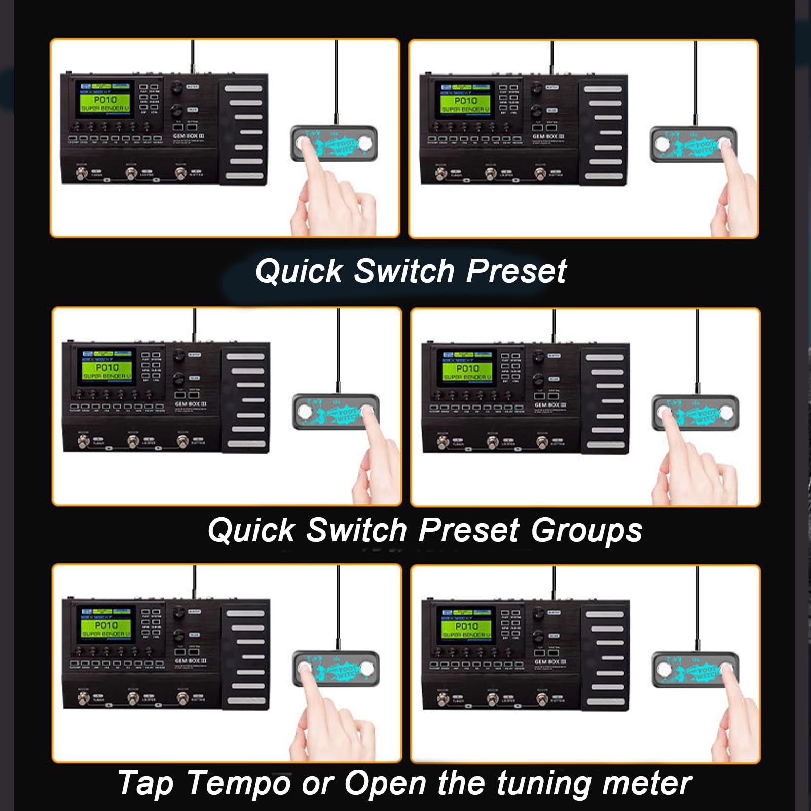 Dual Footswitch Pedal 2-Way Foot Switch Controller Ampero Blue