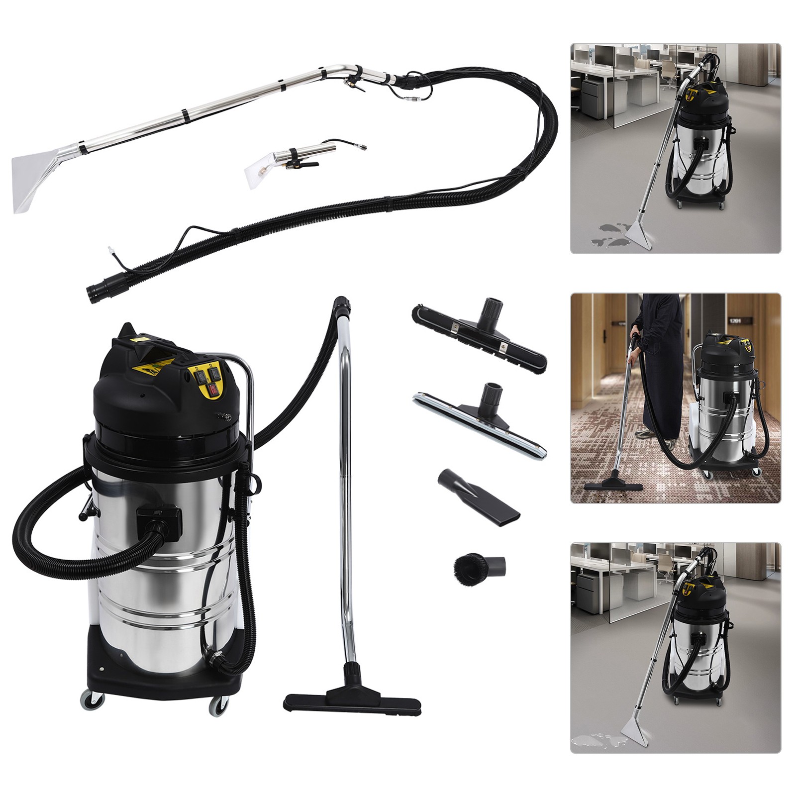 80L Commercial Carpet Cleaning Machine 3in1 Carpet Cleaner Vacuum Extractor 110V