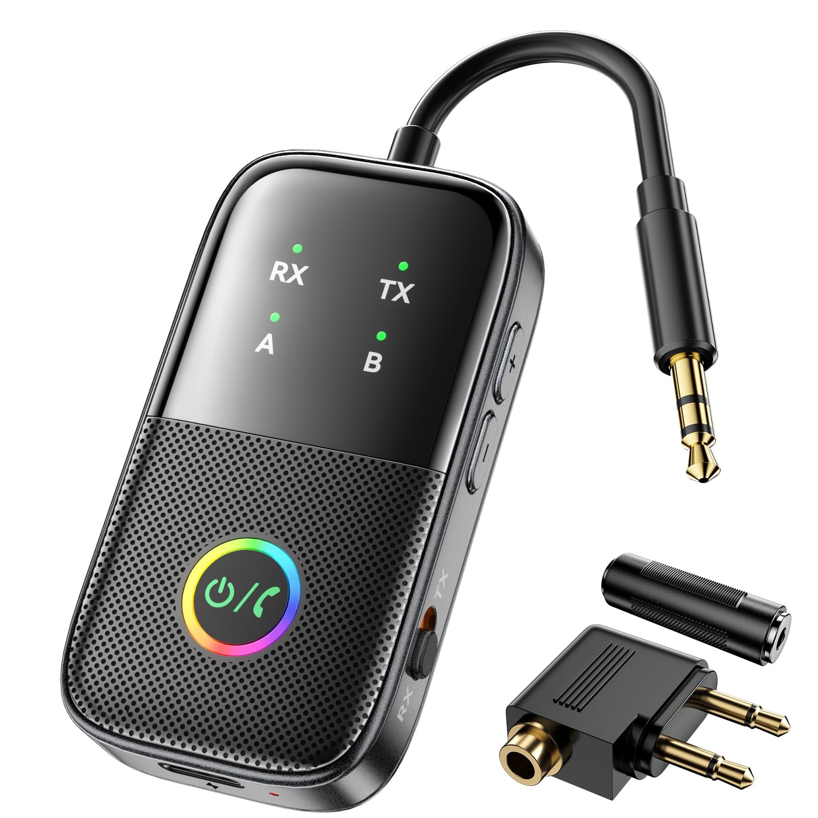 A5 Pro Bluetooth Transmitter Receiver,2-in-1 Airplane Bluetooth Adapter for A...