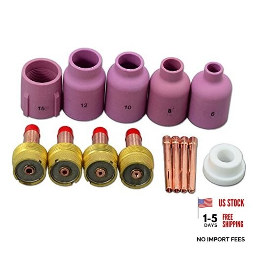 TIG Gas Lens Collet Bodies Jumbo Large Diameter 45V116 Assorted Size 14pcs