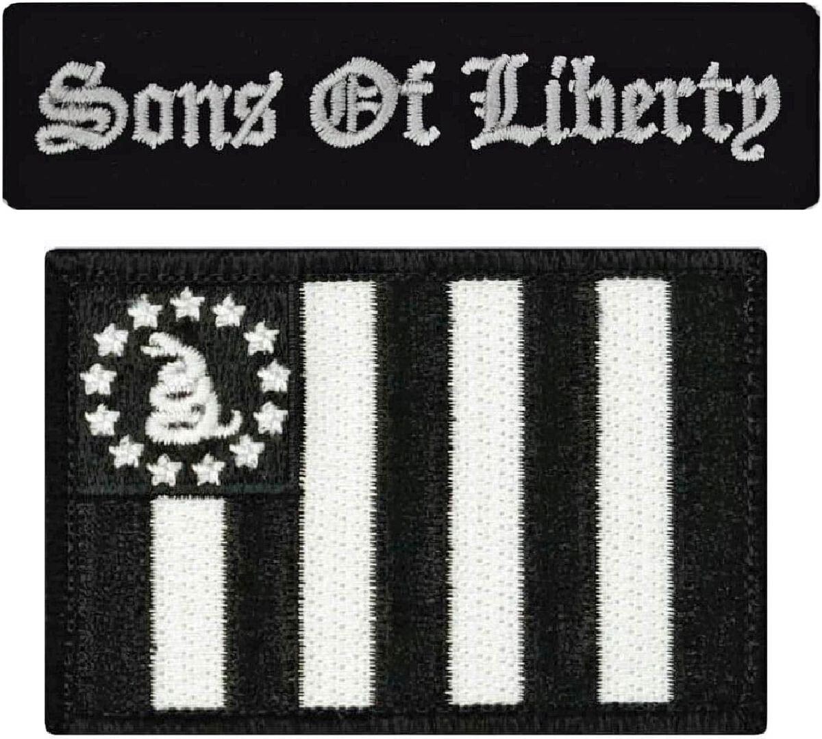 Sons of Liberty Gadsden Embroidered Tactical Patch  | 2PC HOOK 3"x2",3.75"x1.0"
