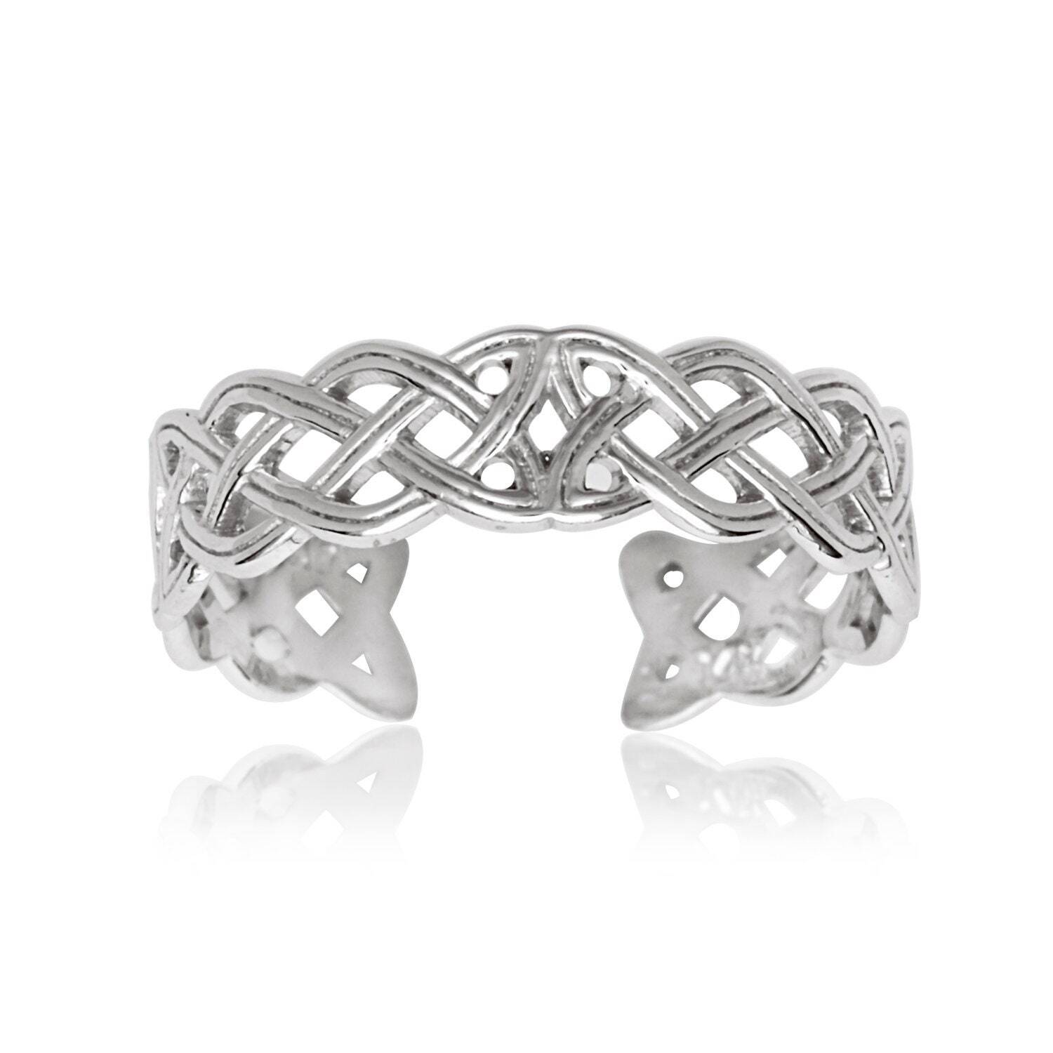 Solid 10k or 14k Yellow or White Gold Adjustable Celtic Braided Toe Ring -