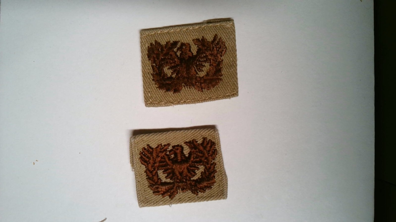 MILITARY PATCH SET OF 2 DESERT SEW ON US ARMY COLLAR OFFICER BRANCH WARRANT OFFI