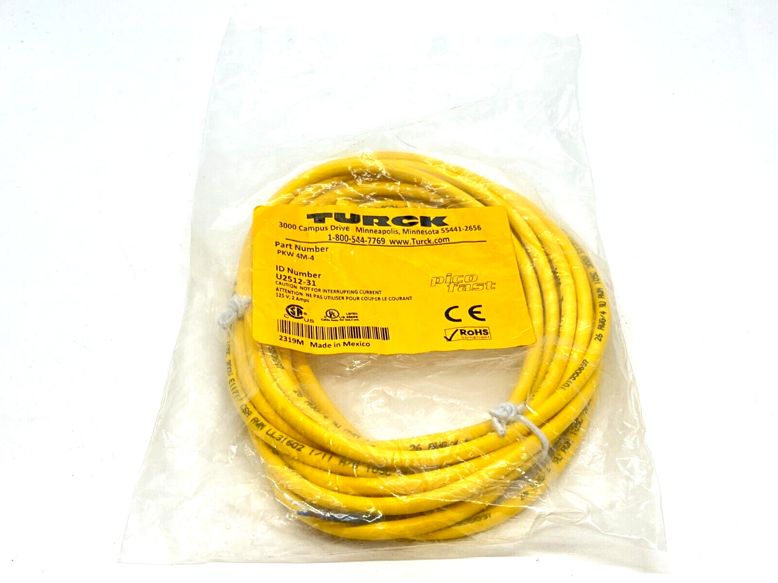 Turck PKW 4M-4 Picofast Cable M8 Female 4-Pin 4m U2512-31