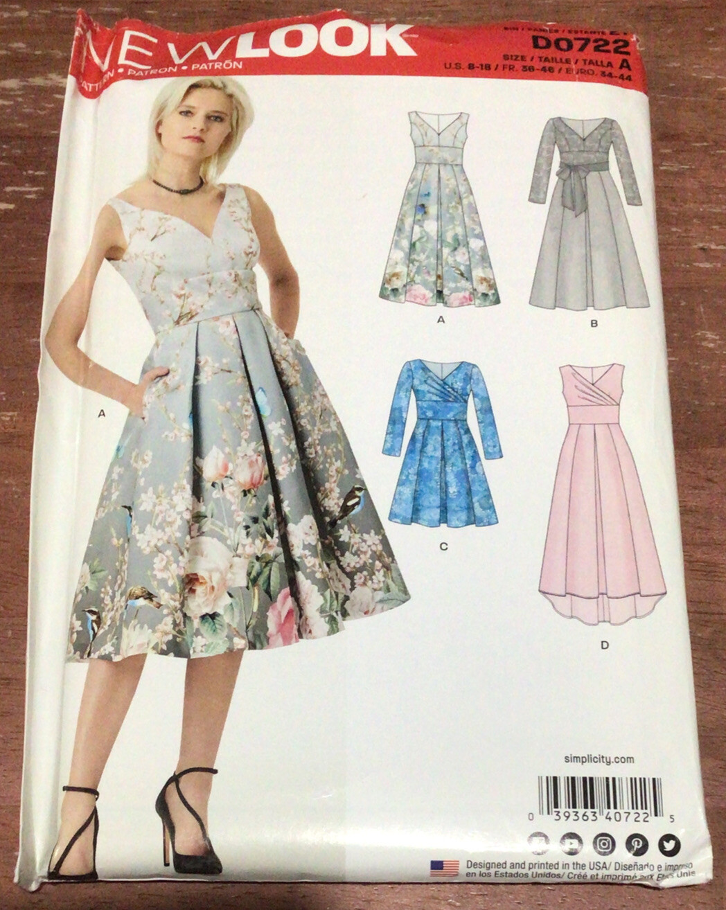 NEW LOOK by Simplicity D0722 - Ladies Day or Evening Dress Sizes 8-18 New Uncut
