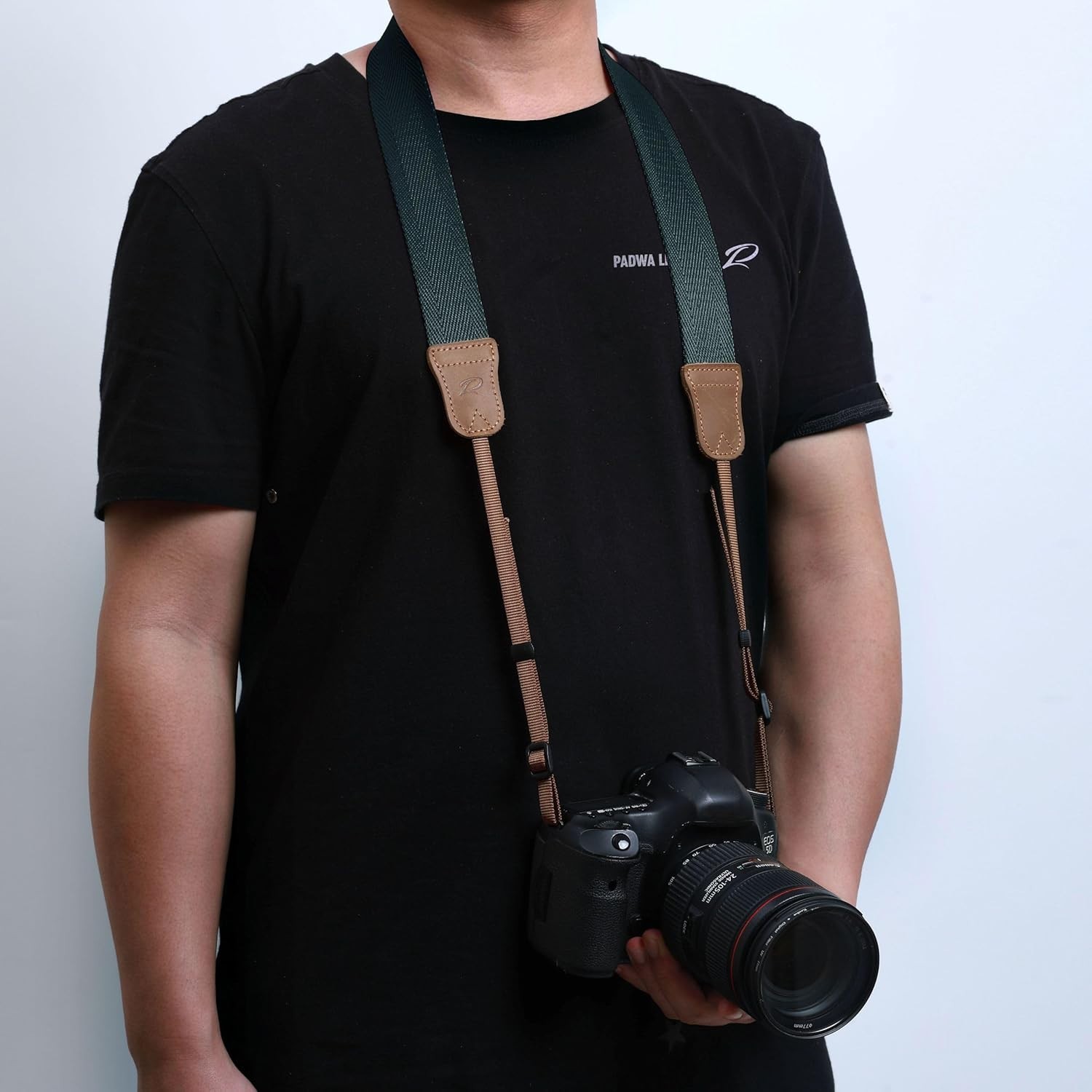 Comfortable Adjustable Photographer's Camera Strap - Dark Blue Green Retro Style
