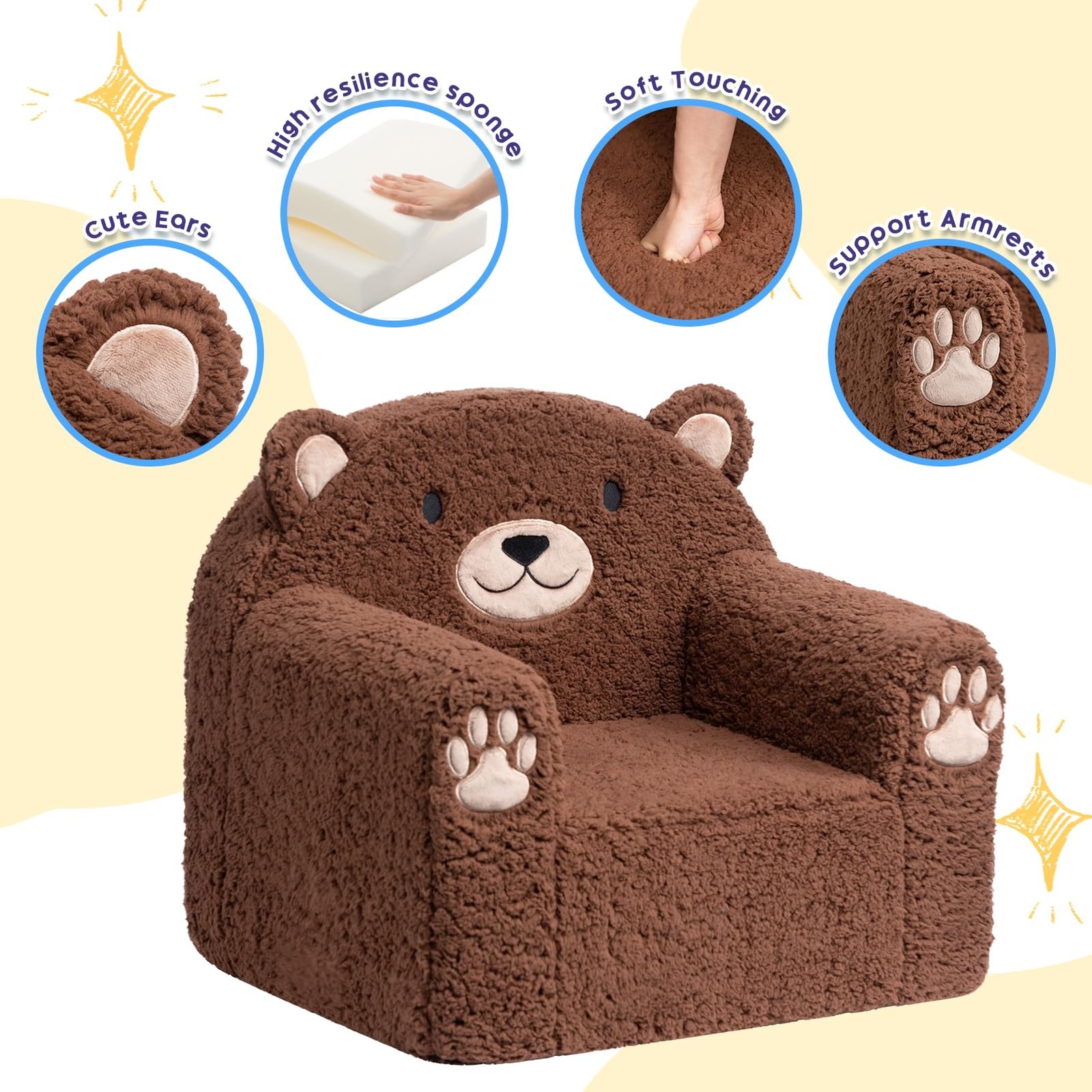 Animal Series Kid's Chair, Ultra-Soft Comfy Foam Filled Sofa Chair, Cute Anim...