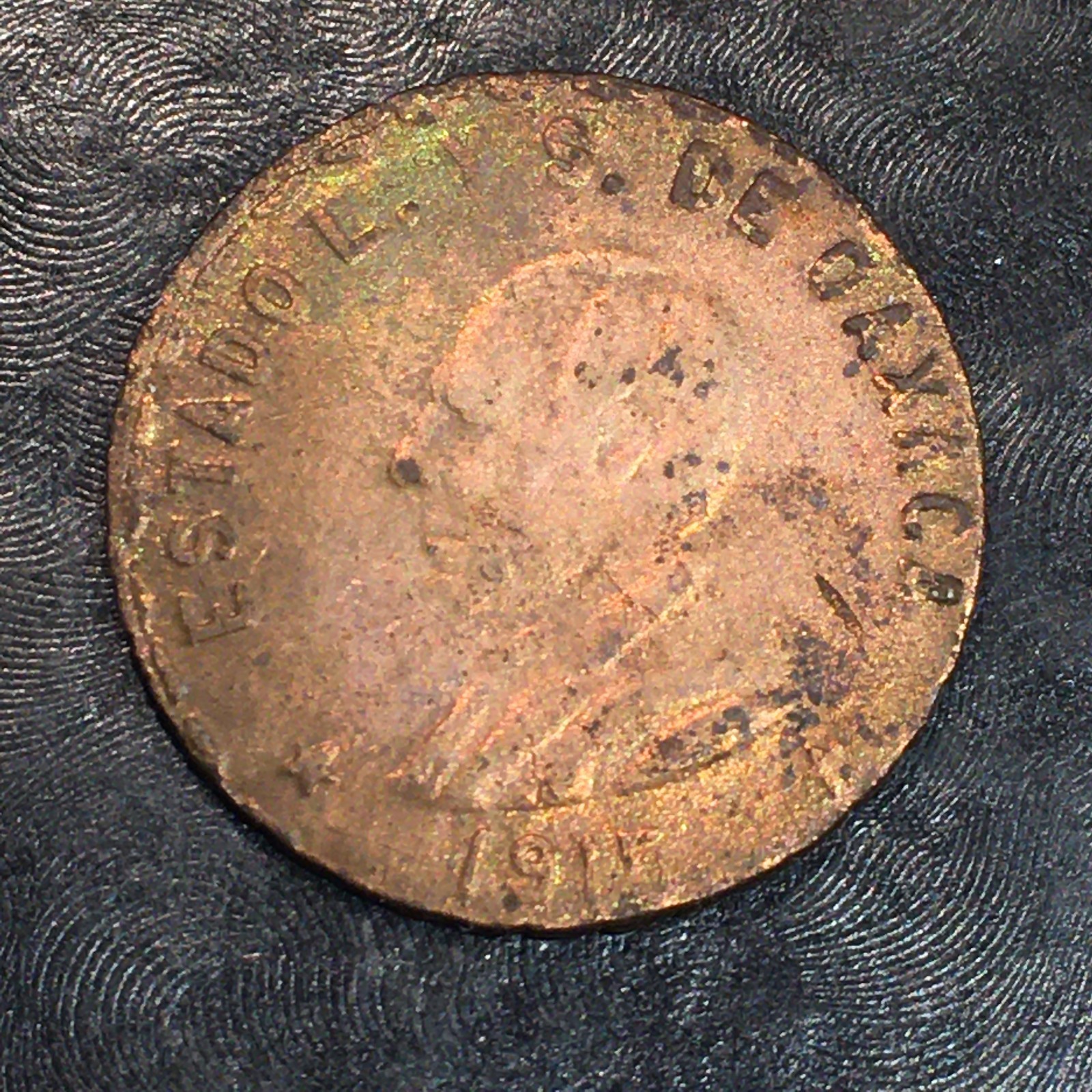 1915 Oaxaca Mexico Revolution 5 Centavo 6th Bust. Curved bottom. #R679