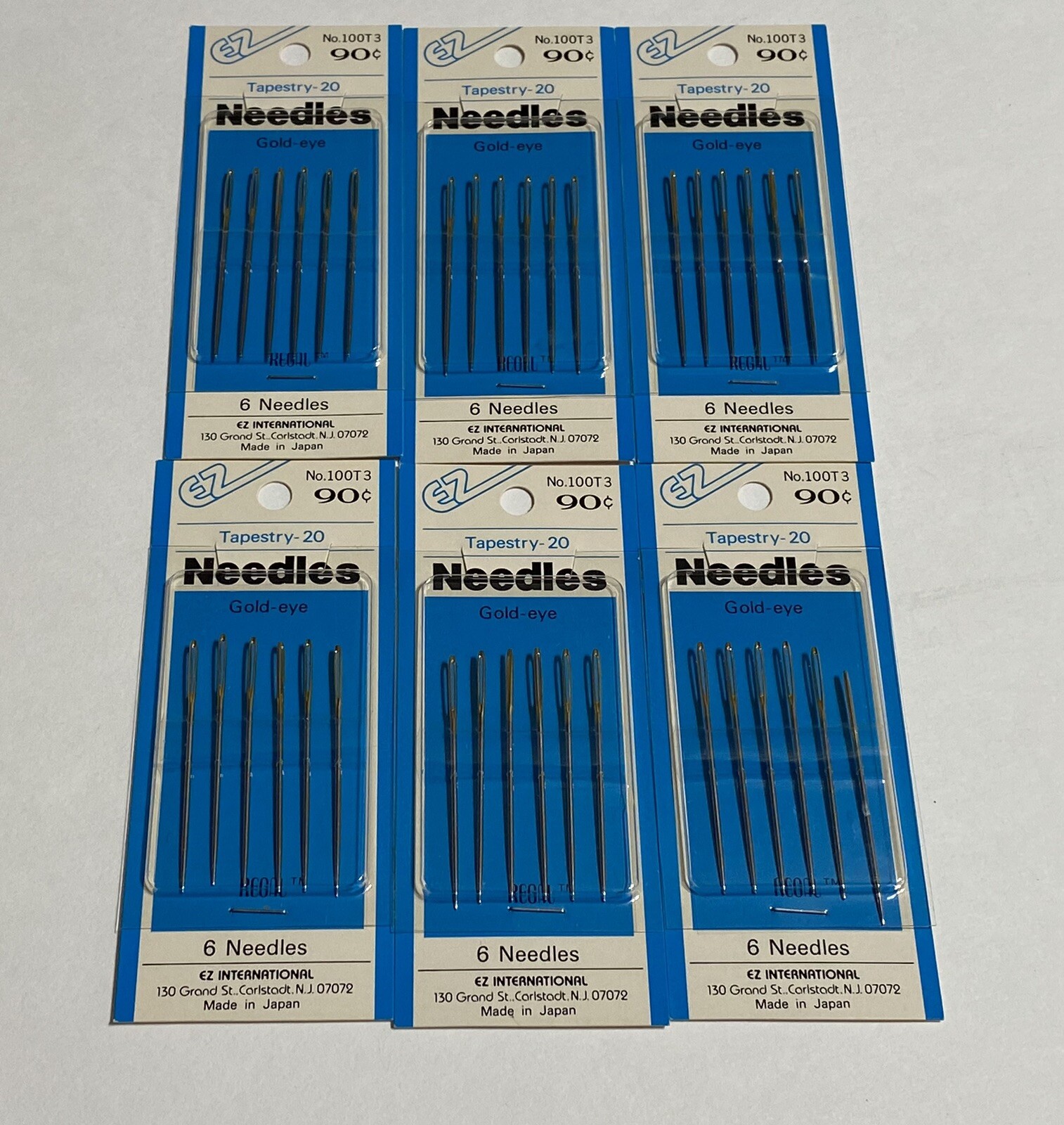 EZ Hand Sewing Needles Set of 6 Tapestry Size 20   (6Pks) Made In Japan