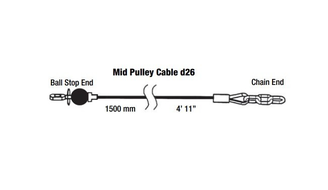 Body Solid OEM Replacement HomeGym Cable Pulley Assembly EXM-2500- D26- 1500 mm