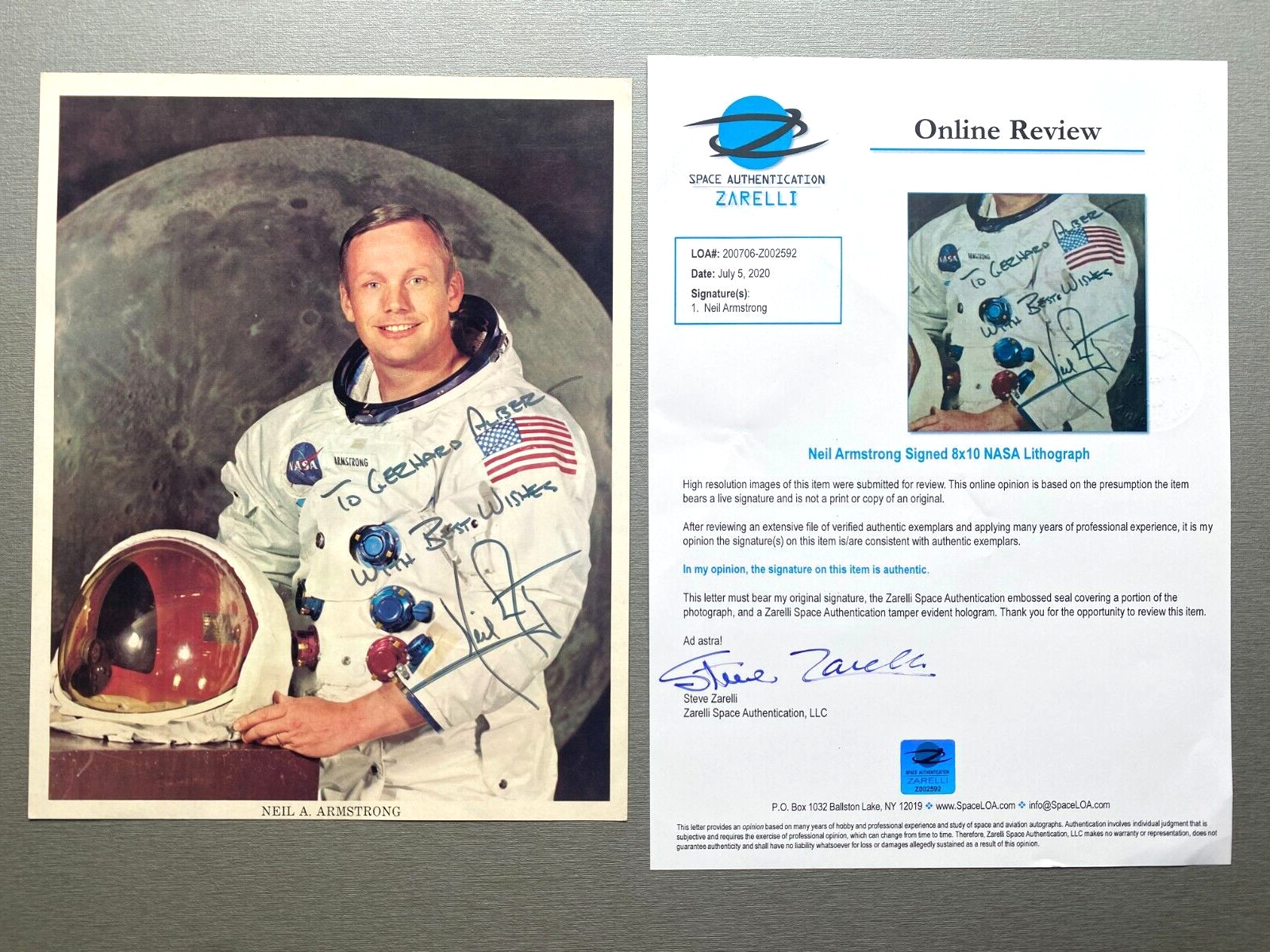 NEIL ARMSTRONG (†) Apollo 11 Signed NASA Autograph Card 20x25 COA Zarelli COA