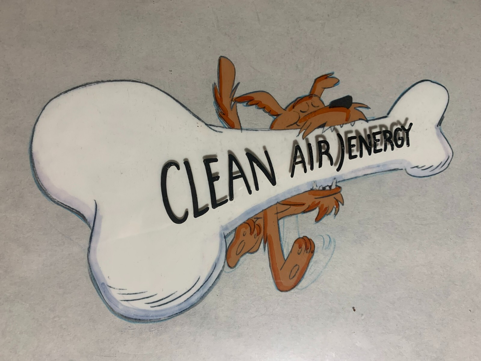 CLEAN AIR/ENERGY 12.5x10.5" Cartoon Animation Cel SC1A 179 Dog with Bone