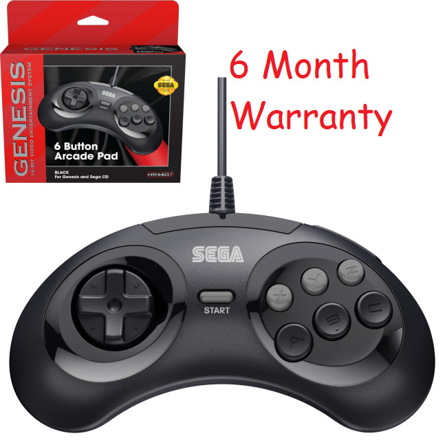 New Retro-Bit Official Sega Genesis Controller 6-Button Arcade Pad  BLACK