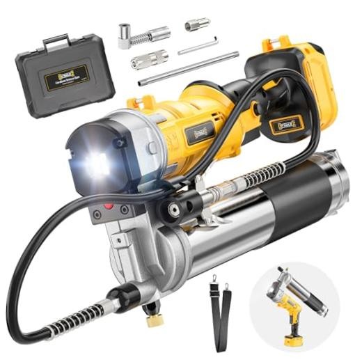 Cordless Grease Gun Compatible with DeWalt 20V Battery, 12000PSI High Yellow