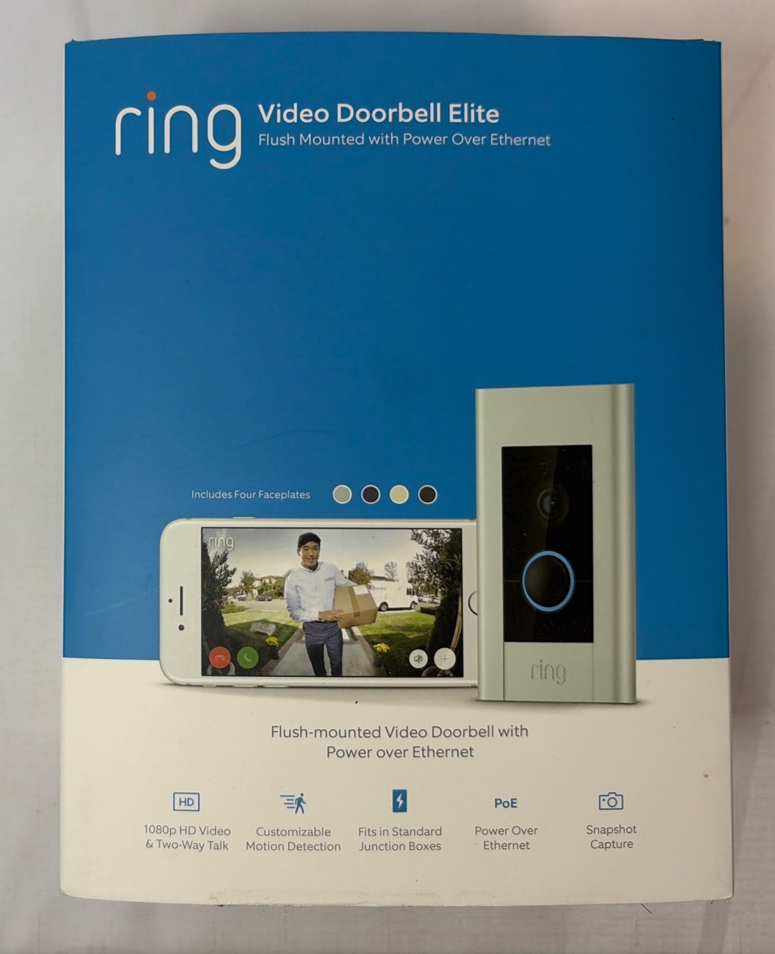 Ring Video Doorbell Elite Black Wired Opened Never Used POE Power Over Internet