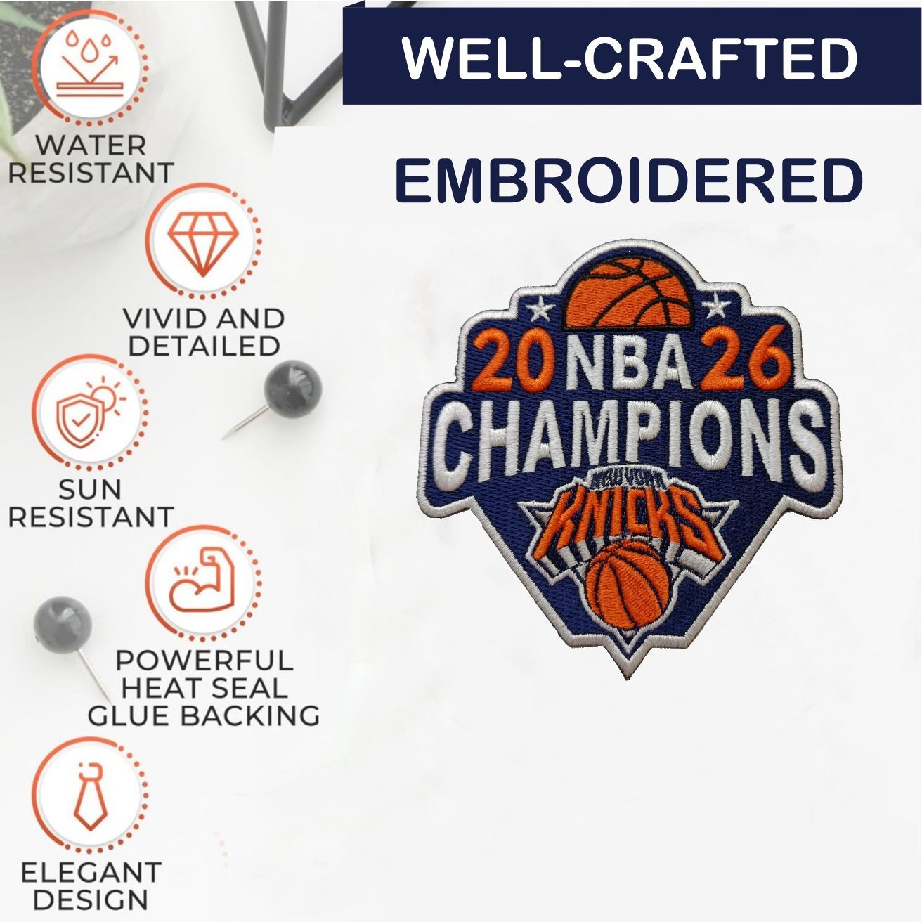Knicks 2026 Champions Iron On Patch - Sew Patch - Embroidered Patch