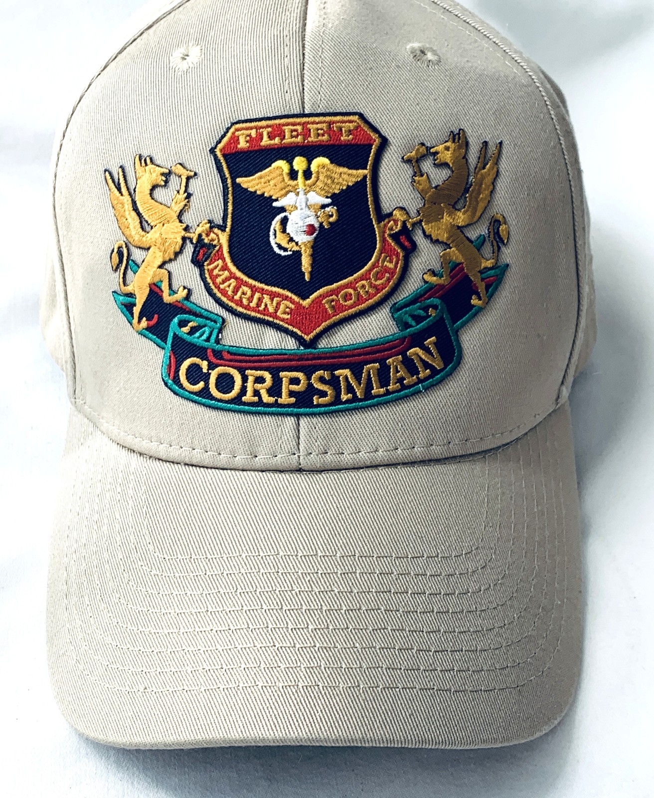 USMC Fleet Marine Force Corpsman Hat 7.62 Design Khaki Ball Cap