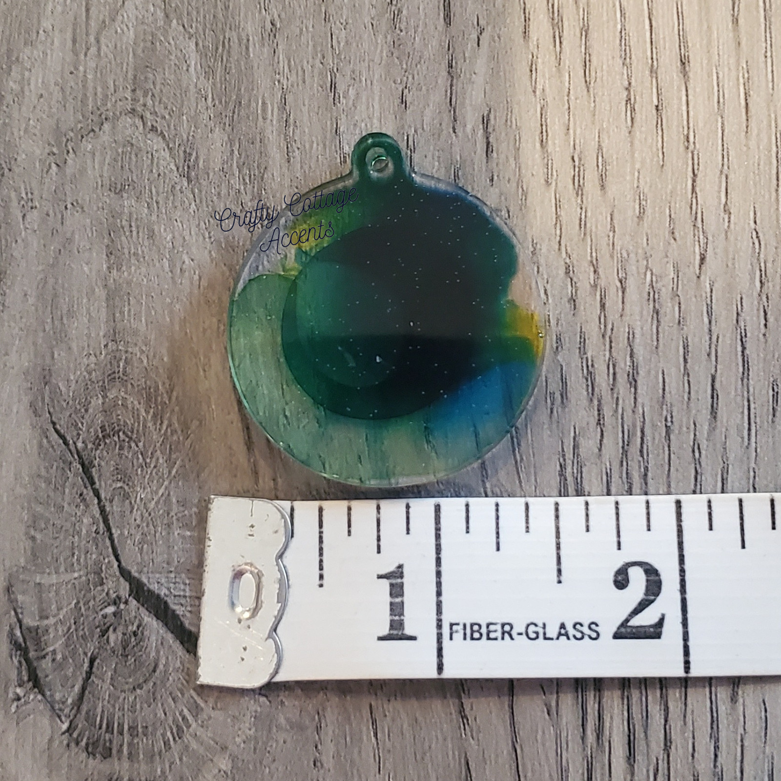 Handmade Resin Pet Tag Collar Charm Medium Circle Green Blue Yellow Accessory