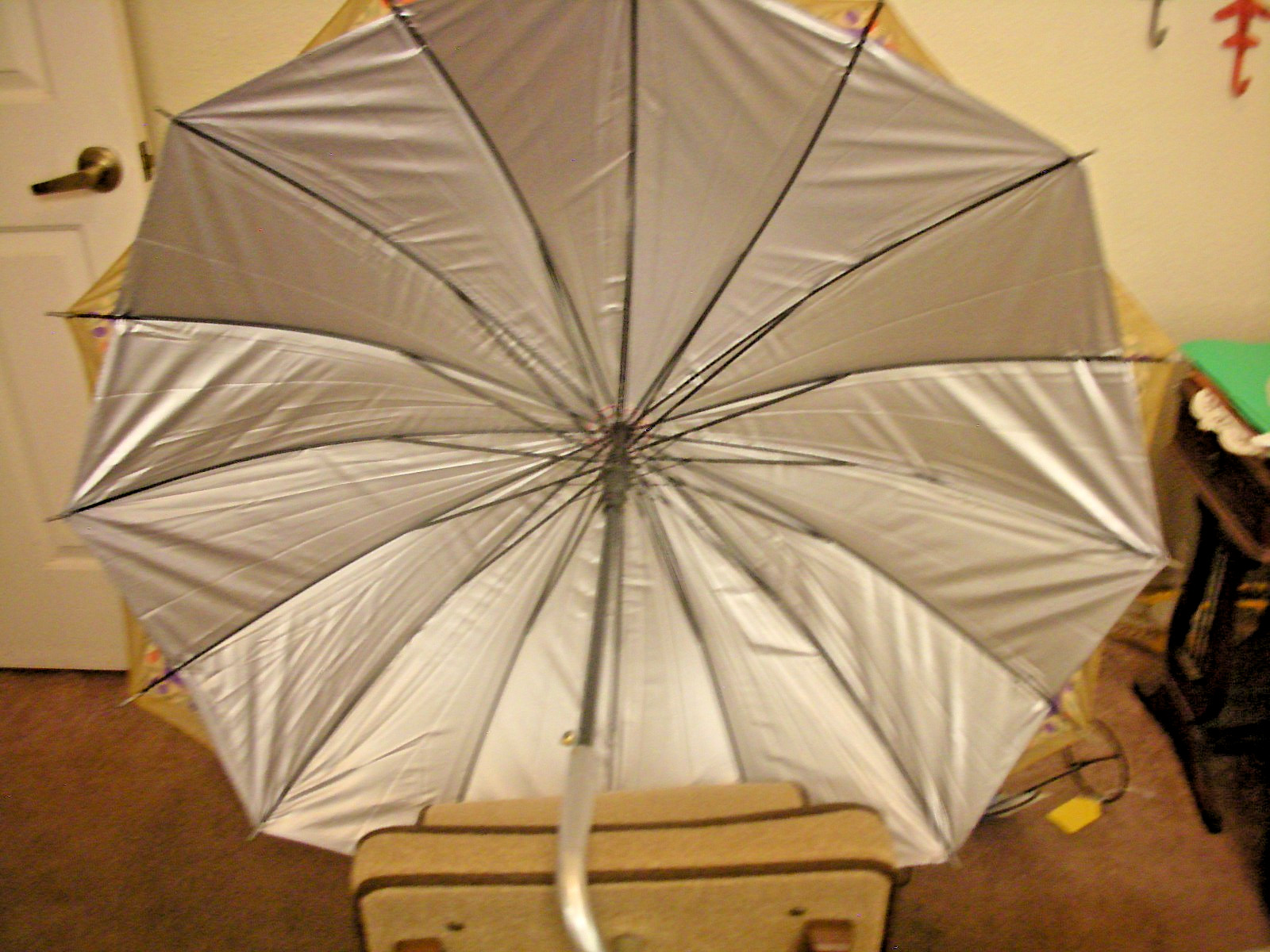 Large 42 inch Diameter Pretty Purple Flowered Umbrella