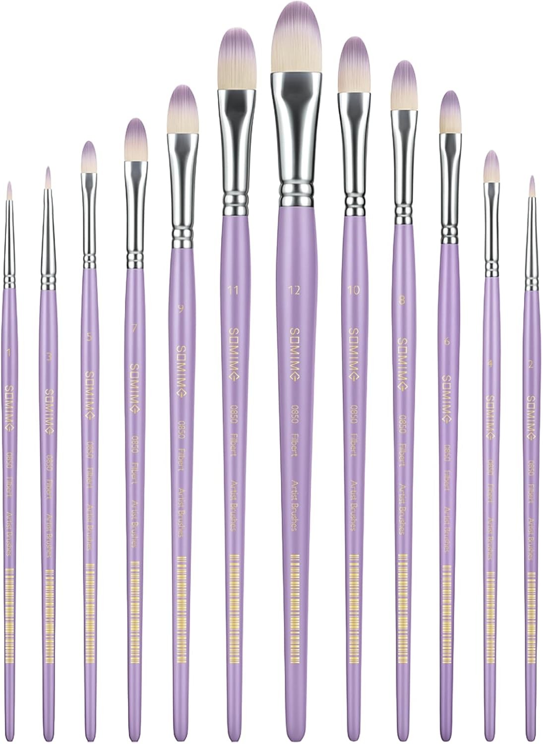 Profal Watercolor Paint Brush Set, Filbert Artist Paint Brushes for