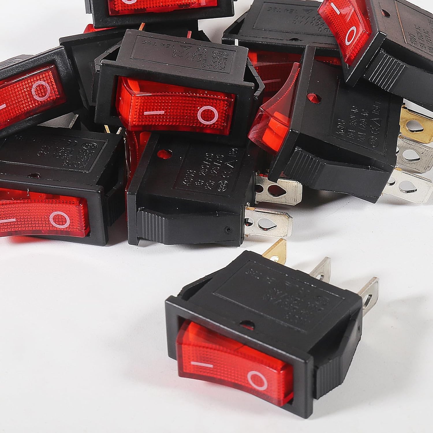 20 PCS KCD3 Red Light Illuminated Toggle Switch 250V/16A 3 Pin 2 Position Boat