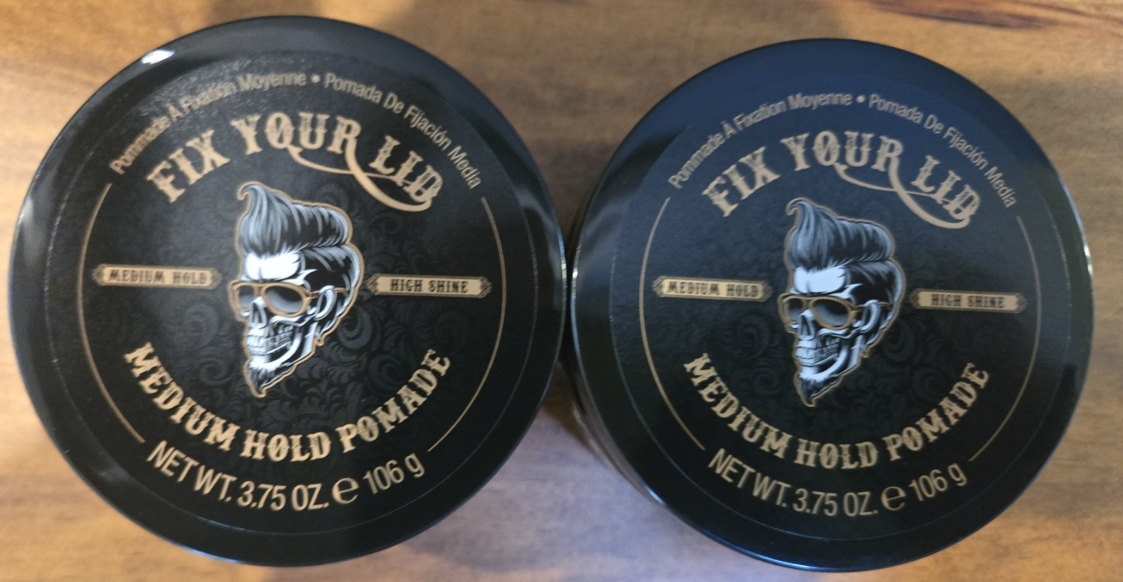 2PK Fix Your Lid  Pomade for Men Water Based w/ Medium Hold & High Shine 3.75 Oz